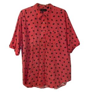 VINTAGE Berkley Button Up Shirt Mens XL Coral Paisley Pink Vacation Vibes EUC XL